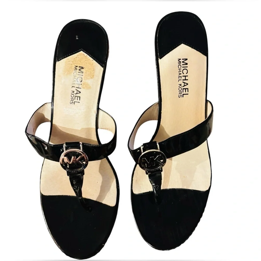Michael Kors Black Palm Beach Wedge Shoes